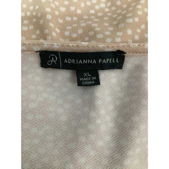 Adrianna Papell Peach Polka Dot Pullover V-Neck Top Shirr Shirt XL Stretch - Picture 6 of 8